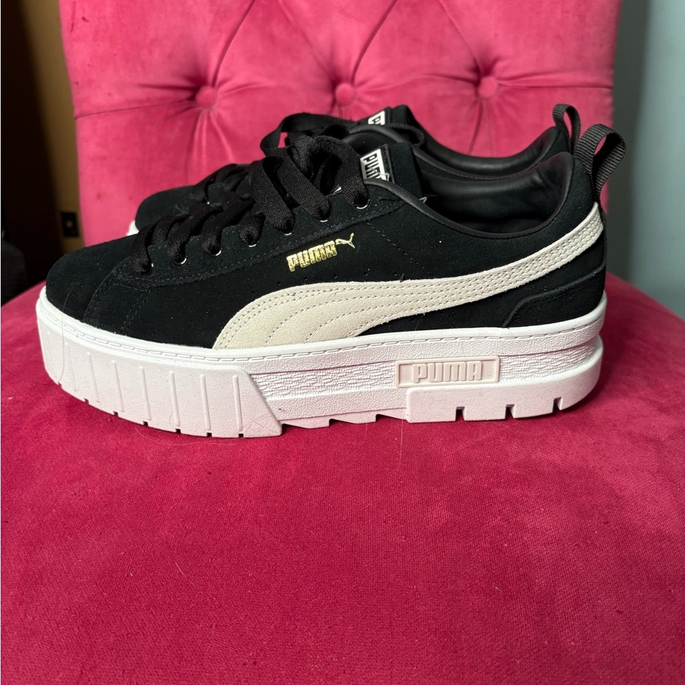 PUMA Women's Black and White Platform Sneakers